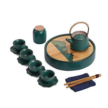 Imagem de Conjunto de chá moderno quatro xícaras uma panela simples sala de estar varanda para fazer chá