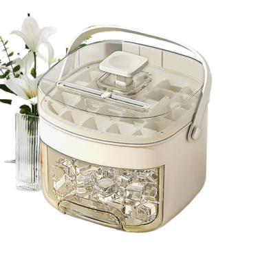 Imagem de Bandejas de gelo para freezer com tampa – moldes de gelo para coquetéis com caixa e alça | Moldes reutilizáveis de liberação fácil para acampamento ao ar livre, bar, geladeira, trailer, viagem