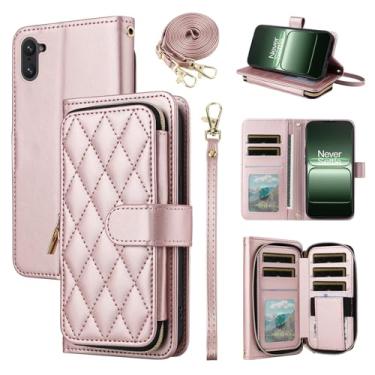 Imagem de Furiet Argyle Capa carteira para OnePlus Ace 5 Racing com alça de pulso/ombro, compartimento para cartão com zíper bolsa de couro PU de luxo com suporte para celular para 1 + 1 + Ace5 5Racing mulheres