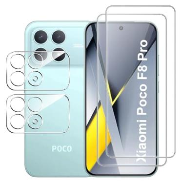 Imagem de Suttkue Protetor de tela para Xiaomi POCO F8 Pro com protetor de lente de câmera, rigidez 9H antirarranhões vidro temperado, compatível com capas, anti-impressões digitais, anti-arranhões (pacote com