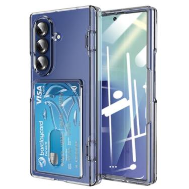 Imagem de FWYANZH Capa para Samsung Galaxy Z Fold 7, capa com ranhura para cartão, protetor de tela integrado, dobradiça, à prova de choque, capa de proteção completa, transparente, dobra 7