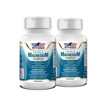 Imagem de Triple Magnésio Complex 350mg Vitgold Kit 2x 60 cápsulas-Unissex