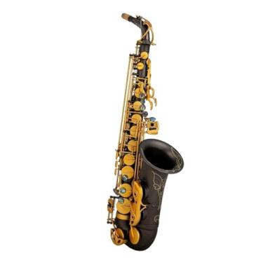 Imagem de Instrumento de saxofone tipo performer saxofone alto Eb preto preto niquelado esculpido madeira profissional (A)