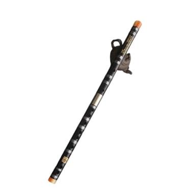 Imagem de Flauta de bambu de madeira Instrumento profissional inserção dupla cobre preto tom F flauta amarga para iniciantes