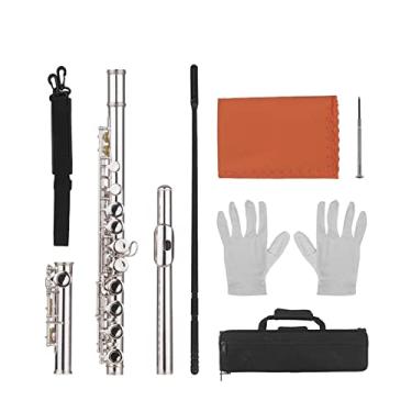 Imagem de Flauta Instrumento Musical 16 Orifícios Fechados Flauta Chave C Flauta Branco Cobre Instrumento de Sopro Madeira Pano Luvas Flauta Iniciante