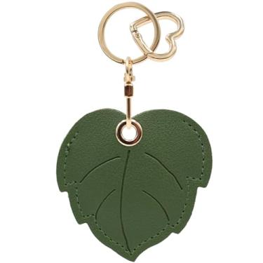 Imagem de Capa MC Fashion de couro PU compatível com AirTag, chaveiro com tema de frutas e folhas fofas (folha larga)