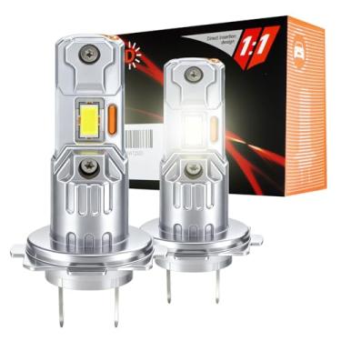 Imagem de PLUSBEAM Lâmpadas H7, 2 peças 800% super brilhantes tamanho 1:1 halogênio, 6500K branco com chips CSP, IP68 à prova d'água Plug and Play
