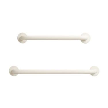 Imagem de Kit 2 Barras Alças de Apoio com Corrimão para Segurança no Banheiro e Apoio de Mão- Suporte Segurança Retrátil Ajustável - Alumínio Fosco Preto - Ideal para Idosos(Branco,KIT 2-40cm / 60cm)