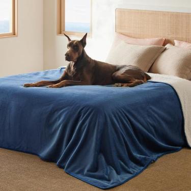 Imagem de Manta Impermeable Bedsure para Cama Sherpa Fleece King Azul