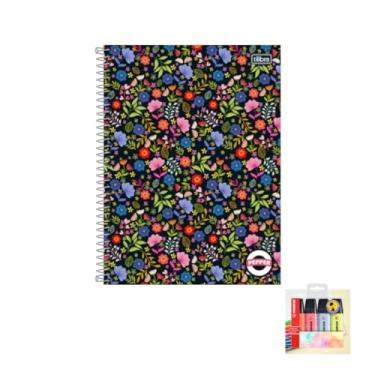 Imagem de Kit Caderno Capa Sortidas Tilibra 20M 320F + Caneta Esferográfica Spiro 0.7mm + Marca Texto Boss Estojo 04 Cores Pastel