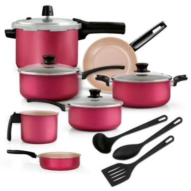 Imagem de Jogo de Panelas de Alumínio Antiaderente Magnific 10 Peças Cereja - Pa