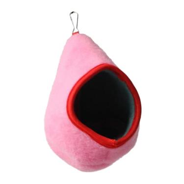 Imagem de KiBcsLic Cama suspensa para hamster, macio de inverno para hamster, toca para porquinho-da-índia, cama para petauros-do-açúcar, chinchilas, ratos e, Rosa