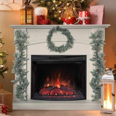 Imagem de Surakey Guirlandas de pinheiro de cedro de Natal, guirlanda de pinheiro de cedro artificial, guirlanda de verde realista para mesa, manto, parede, decorações de Natal internas e externas (1 peça)