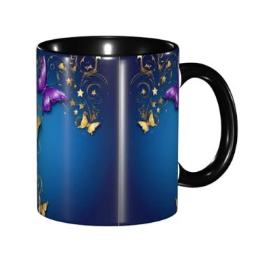 Imagem de Zeraoke Canecas de café criativas com estampa de borboletas, personalizadas, presente para a família, tamanho de 325 ml, unissex