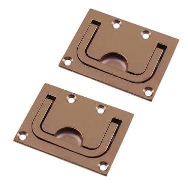 Imagem de Bitray 2 peças de puxador nivelado aço inoxidável bronze vermelho alça de puxar para deck marinho e armário (76 x 56 mm)