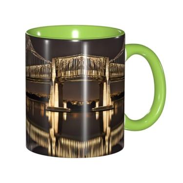 Imagem de Canecas de café criativas com impressão noturna New York Manhattan Bridge, personalizadas, presente para a família, tamanho de 325 ml, unissex