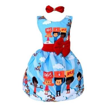 Imagem de Vestido Infantil Temático Três Palavrinhas Deus È Amor - Pequenos Enca