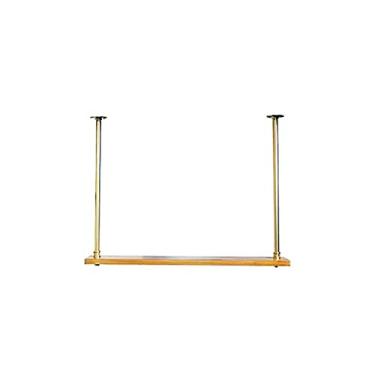 Imagem de Prateleira suspensa para copos de vinho, prateleira de teto, tubo de ferro forjado, suporte para copos de vinho, suporte para plantas de teto de madeira maciça multicamadas