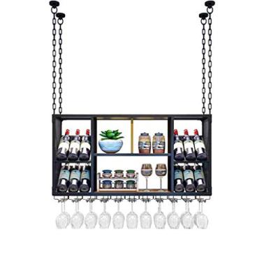 Imagem de APUM Rack de vinho para bar restaurante suporte de garrafa de vinho montado na parede, suporte de taças de metal de teto de cabeça para baixo, suporte de copo de vinho grande capacidade