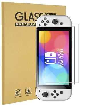 Imagem de KEANBOLL Pacote com 2 protetores de tela de vidro temperado compatíveis com Nintendo Switch OLED modelo 2021, ultratransparente, dureza 9H, resistente a arranhões e fácil instalação