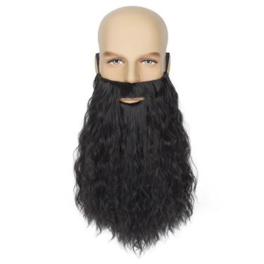 Imagem de Fake Beard Yan Dream Men Black Long Curly para festa de Halloween