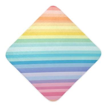 Imagem de Toalhas de bebê com capuz ultra macias absorventes toalhas de banho coloridas listradas musselina algodão toalhas de banho para recém-nascidos bebês bebês 89 x 89 centímetros