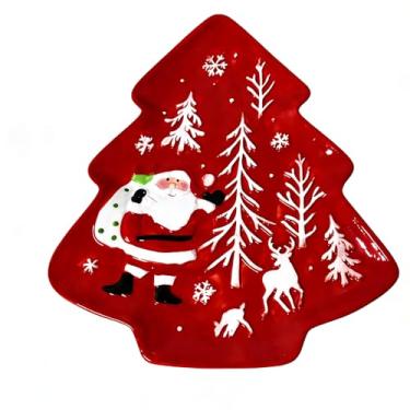 Imagem de Bandeja decorativa de servir árvore de Natal para sala de jantar de férias, decoração de mesa festiva de inverno, branca