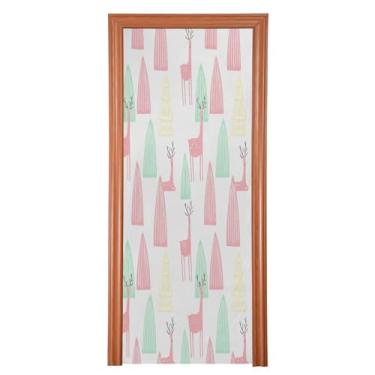 Imagem de Qilmy Decoração de capa de porta de rena de Natal 91 x 248 cm tecido grande para decoração de festas de fim de ano placa para porta da frente varanda decoração externa janela parede 190