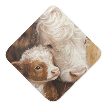 Imagem de STAYTOP Toalhas de bebê fofas com capuz de musselina de vaca branca marrom, toalha de banho super macia, toalhas de banho absorventes para banho recém-nascido unissex 76 x 76 cm