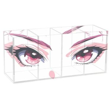 Imagem de CEBUGI Porta-canetas de acrílico com 4 compartimentos, organizador de lápis transparente, suporte de pincéis de maquiagem para escritório em casa, escritório