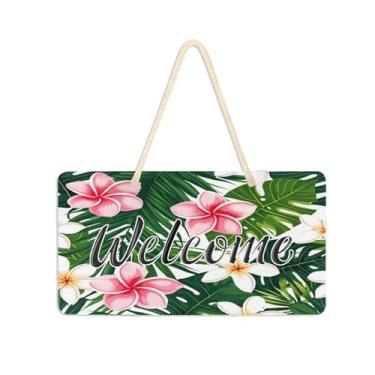 Imagem de Burbuja Placa de boas-vindas de planta exótica para porta da frente, placa de boas-vindas de PVC para decoração de férias de casa de fazenda, 15 x 28 cm