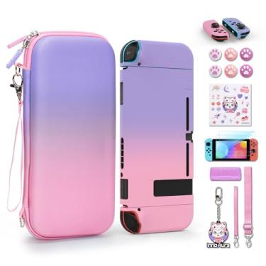 Imagem de Switch Case for NS Switch, innoAura 14 in 1 Switch Accessories Bundles with Switch Carrying Case, Switch Game Case, Switch Protective Case, Switch Screen Protector (Pink-purple Gradient)