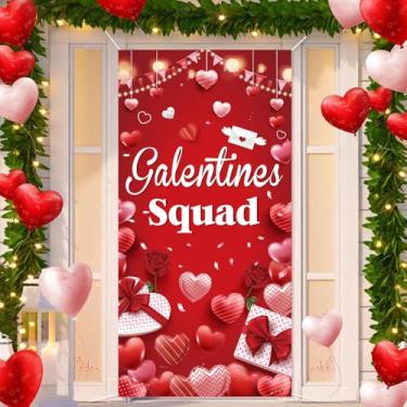 Imagem de Decorações de dia de Galentinas, decorações de porta de esquadrão galentinos grandes, decoração de banner de dia de Galentine, decorações de festa do dia dos namorados, decorações internas e externas