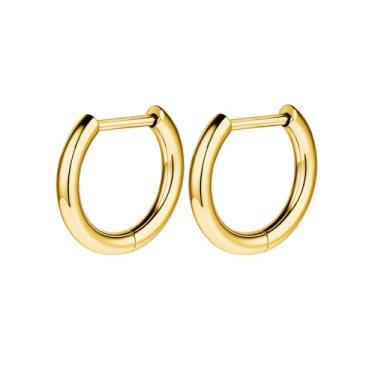 Imagem de AOEDEJ G23 Brincos de argola de titânio preto/aço cinza/dourado 18 G, pequenos brincos de argola de 8 mm/10 mm/12 mm, cartilagem para orelhas sensíveis para piercing múltiplo, cartilagem, argola