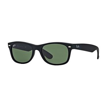 Imagem de Ray-Ban RB2132 New Wayfarer óculos de sol + conjunto de acessórios Vision Group, Borracha preta/verde cristal (622), 55 mm