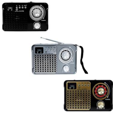 Imagem de Radio Retro Portatil Am Fm Bluetooth USB SD Bateria Recarregavel Luminaria RGB(Aleatório)