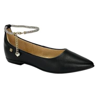 Imagem de Sapatilha Santinelli Strass Bico Fino 1266-644 Preto-Feminino