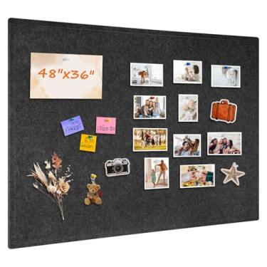 Imagem de QUEENLINK Quadro de avisos grande, quadro de cortiça de feltro dobrável de 122 cm x 91 cm para parede, quadro de visão decorativo de 122 x 91 cm para escritório em casa, escola, com fita autoadesiva