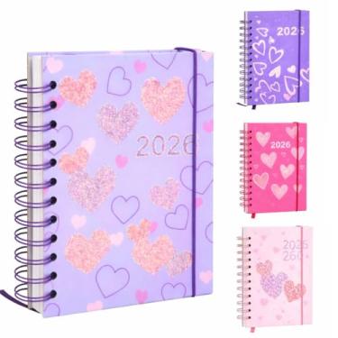 Imagem de Agenda 2026 Capa Dura Corações e Glitter Planner Semanal 336 Folhas 15x19 cm (ROXA)