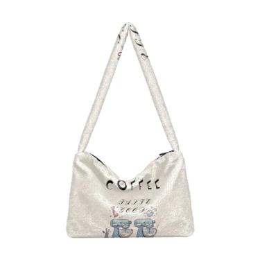 Imagem de GAIGEO Bolsa de ombro feminina Hello Bear Orange Fruit Flower Bike Bolsa de ombro leve, bolsa feminina para uso ao ar livre, Moedor de café Taste Good, One Size