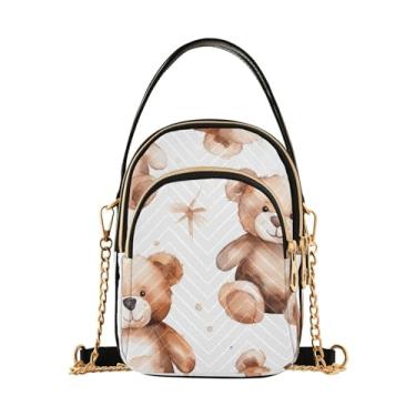 Imagem de GAIGEO Bolsa tiracolo feminina morango, bolsa tiracolo moderna bolsa de ombro transversal, Ursinhos de pelúcia marrom e branco - 3, One Size