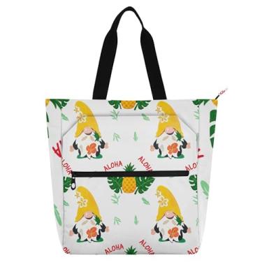Imagem de Bolsa de trabalho feminina de Natal Gnomos tropical, lona, praia, livro, com zíper, bolsas para professores, amantes de livros