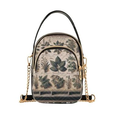 Imagem de Bolsa tiracolo feminina boneco de neve em cinza com corações vermelhos, bolsas pequenas para mulheres transversais, bolsa de verão, Estampa vintage de ervas, One Size