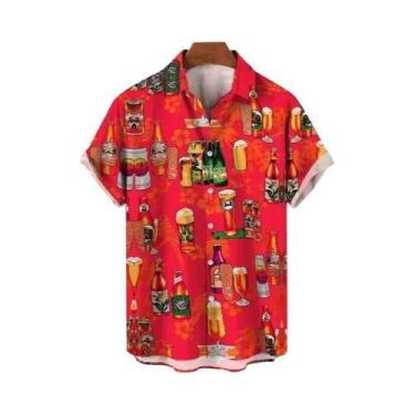 Imagem de Camisa Masculina De Verão Com Estampa 3D Para Festival De Cerveja, Est