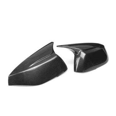 Imagem de Um par de capa de espelho lateral da porta brilhante preto Compatível com infiniti q50 q60 qx30 q70 2014-2020 motorista/passageiro lado espelho capa habitação(Carbon Fiber Look)