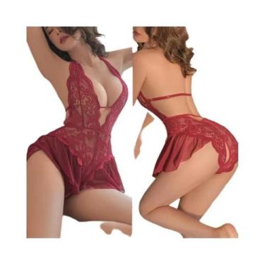 Imagem de Body De Renda Sem Entrepernas Lingerie Sexy Para Mulheres Com Decote P