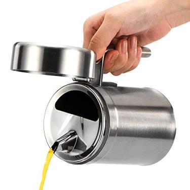 Imagem de Dispenser de Óleo Aço Inoxidável Lata Azeite Oliva Garrafa Despacho Comestível Recipiente à Prova Vazamento e Anti-gotejamento com Tampa Flip Seguro para Alimentos 304 Cozinha Restaurante Churrasco Ca