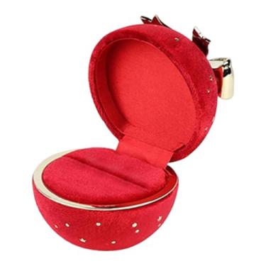 Imagem de simhoa Caixa de joias de cetim, caixa de presente, pequeno estojo de luxo para guardar joias, ideal para o Dia dos Namorados, aniversário, casamento e, Vermelho para Anel