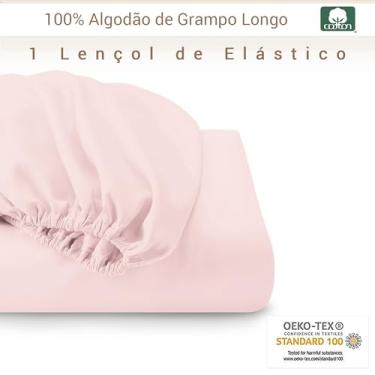 Imagem de Pizuna Lencol elastico solteiro rosa claro, 400 fios de algodão 100% sateen de fibra longa Lencol de elastico solteiro 90x195 cm para colchoes ate 40 cm - 1 peça