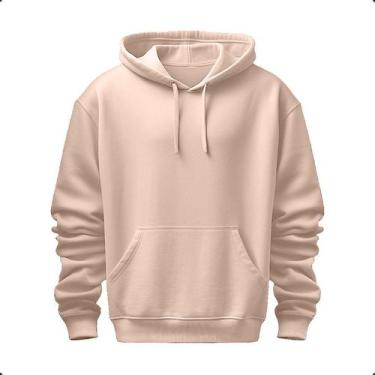 Imagem de Moletom Feminino Masculino Liso Bolso Canguru Capuz Flanelado - Rinald